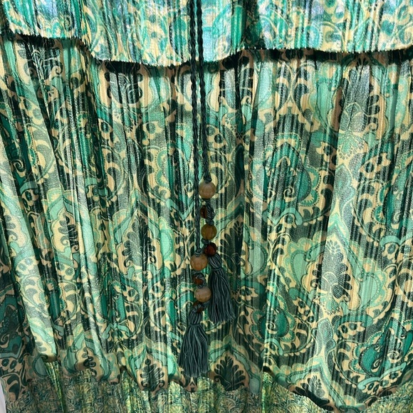 Zara long green printed dress - Picture 7 of 8